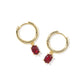 Cailin Single Stone Huggie Earrings Gold Red Crystal