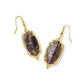 Dani Stepped Frame Drop Earrings Gold Bronze Veined Purple Amethyst