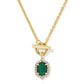 Daphne Crystal Frame Toggle Necklace Gold Green Malachite