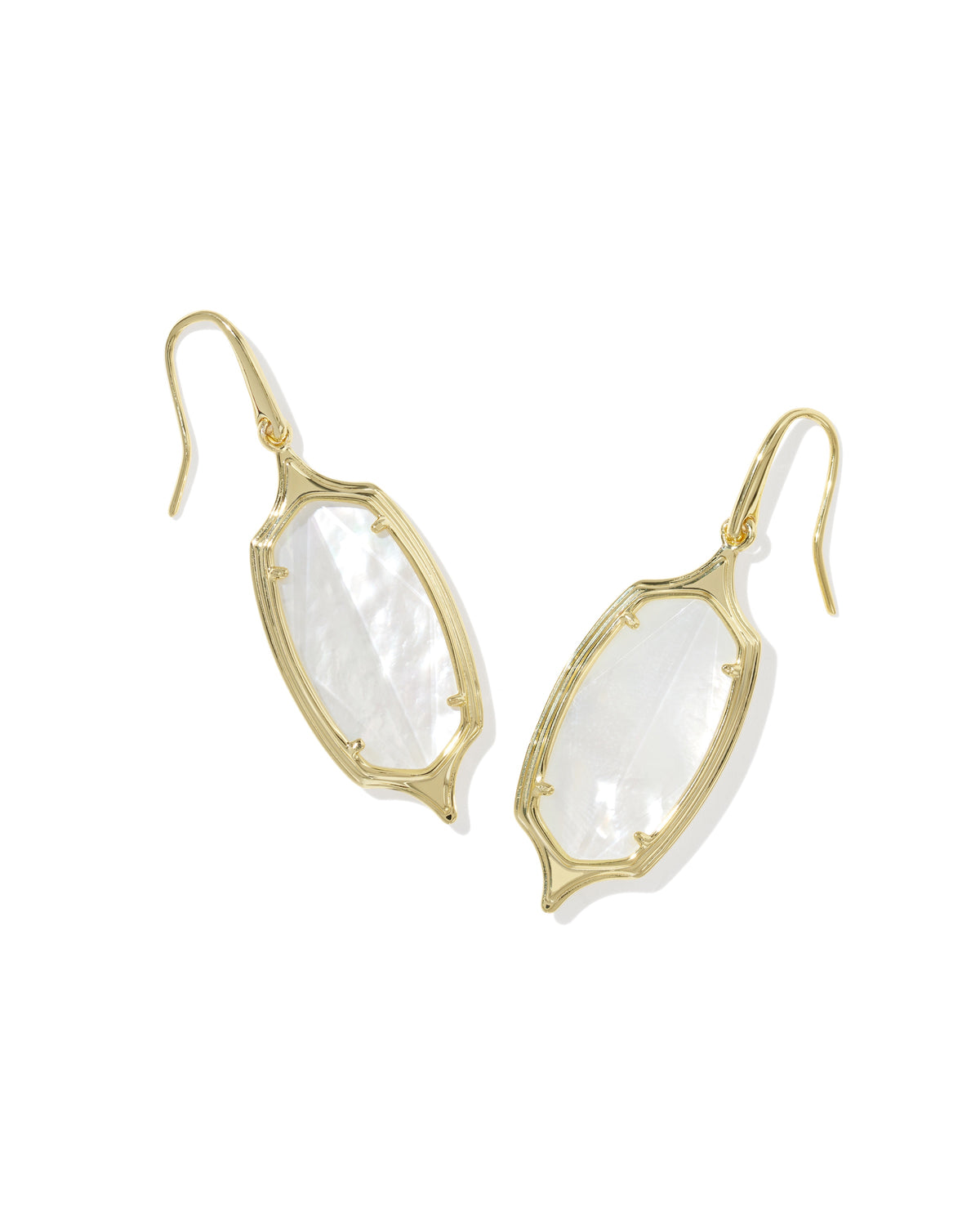 Dani Stepped Frame Drop Earrings Gold Ivory MOP