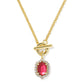 Daphne Crystal Frame Toggle Necklace Gold Dark Pink Illusion