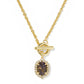 Daphne Crystal Frame Toggle Necklace Gold Bronze Veined Purple Amethyst