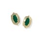 Ellie Stepped Frame Stud Earrings Gold Green Malachite