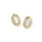 Ellie Stepped Frame Stud Earrings Gold Ivory MOP