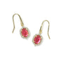 Daphne Crystal Frame Drop Earrings Gold Dark Pink Illusion