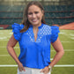 Royal Blue Embroidered Blouse