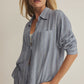 Perfect Striped Button Up Top Indigo