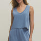 Sloane V Neck Denim Tank Santorini Indigo