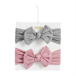 Pink and Grey Bow Set