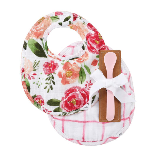 Large Floral Bibs and Spoon Set