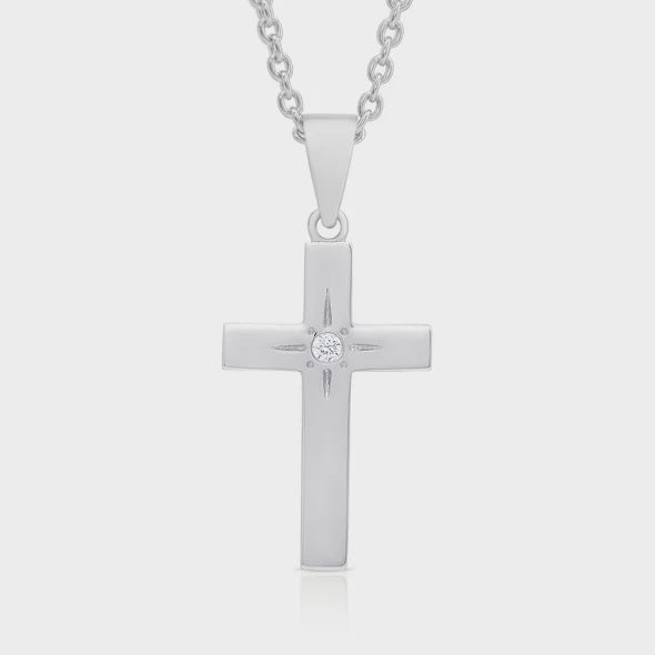 Cross Necklace CZ Silver