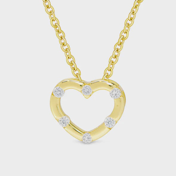 CZ Heart Necklace Gold Overlay