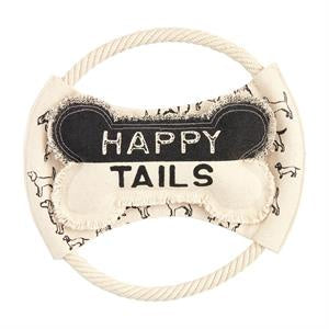 Happy Tails Canvas Frisbee & Bone Dog Toy Set