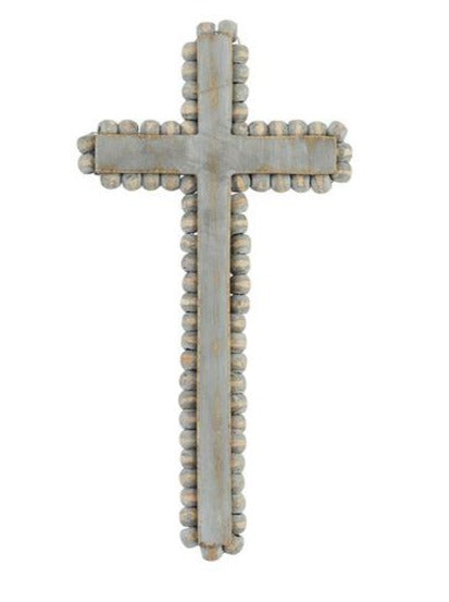 Medium Beaded Wood Cross