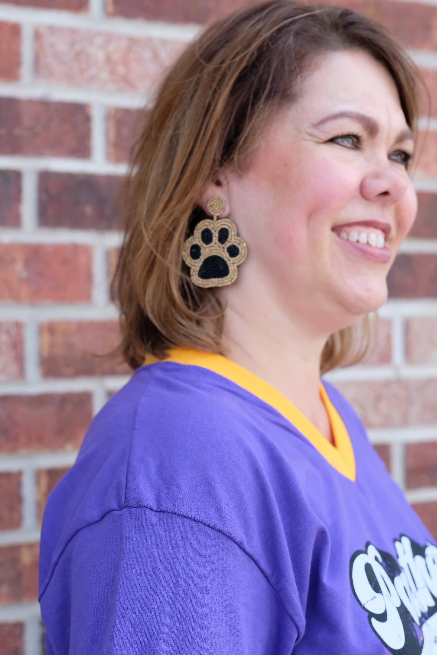 Beaded Panther Paw Earrings