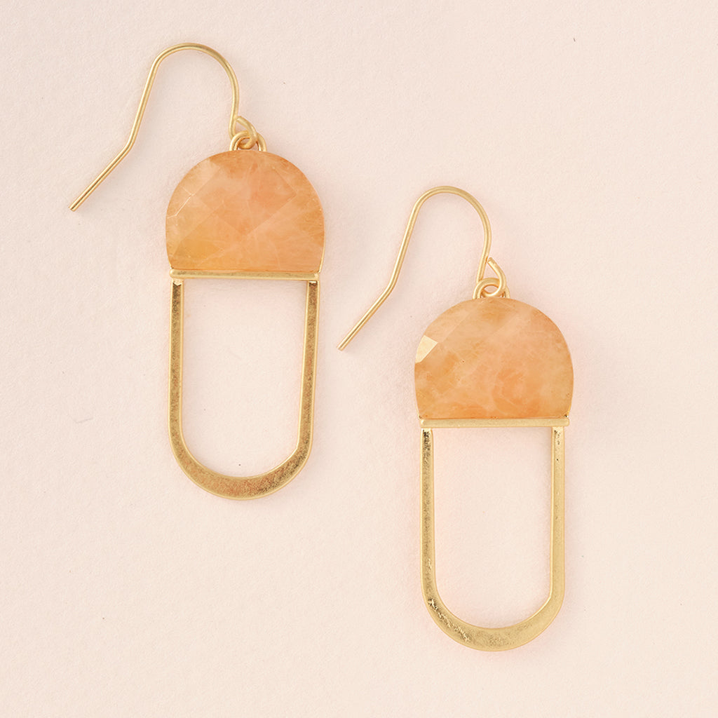 Stone Chandelier Earring Sunstone/Gold