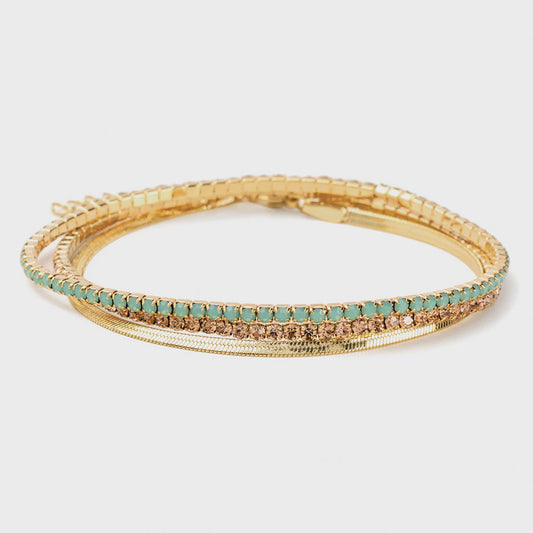 Opal/Gold Rhinestone Bracelet