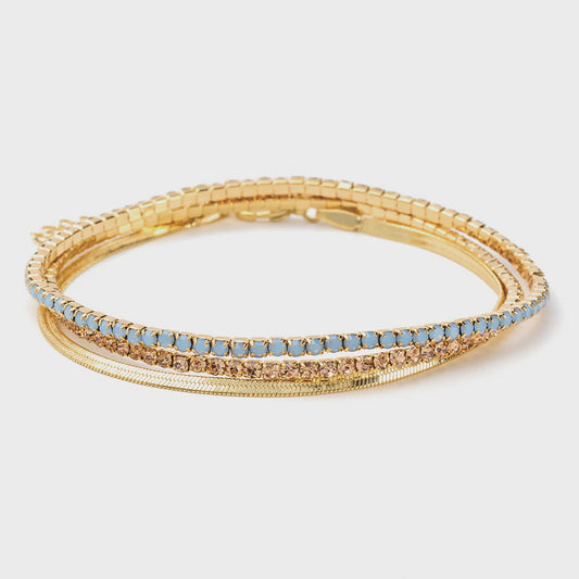 Air Blue Opal/Gold Rhinestone Bracelet