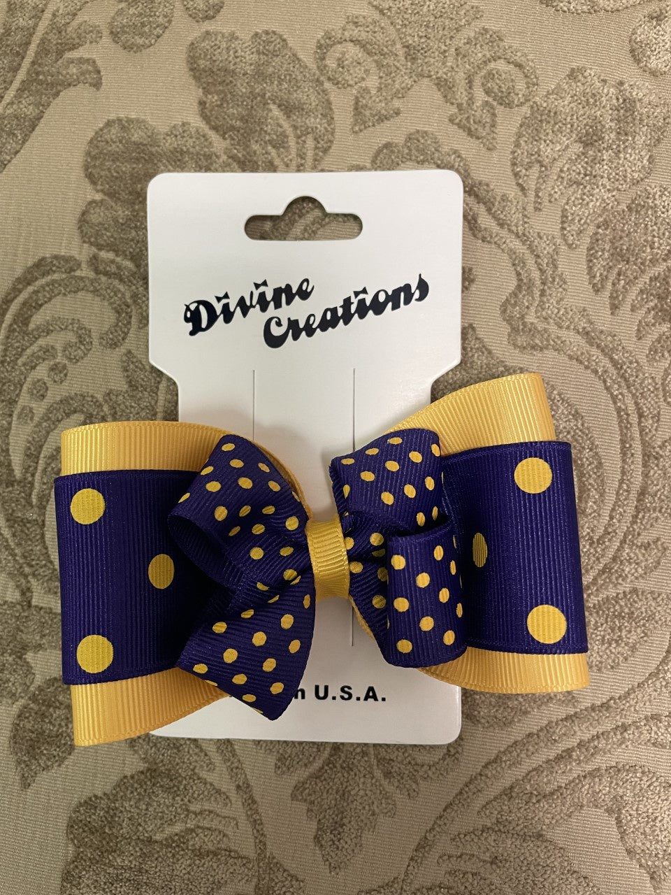Purple & Gold Layered Tux Bow
