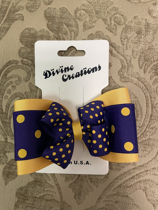 Purple & Gold Layered Tux Bow