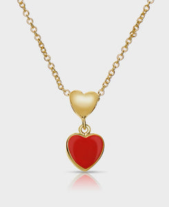 Double Heart Pendant Red