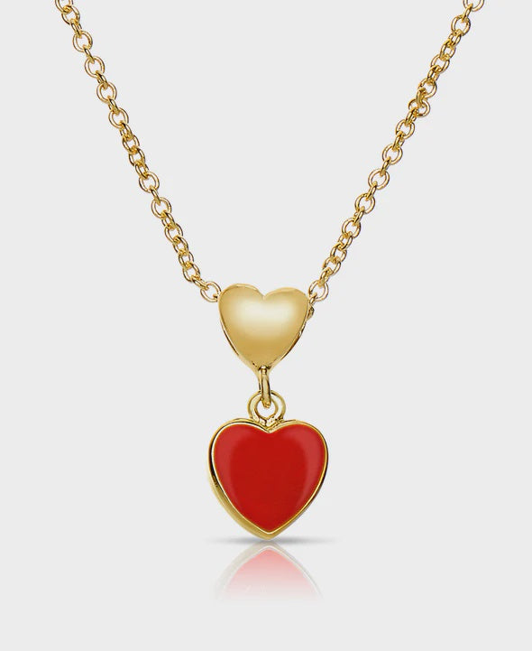 Double Heart Pendant Red