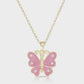 Butterfly Pendant Pink 18K Gold Overlay