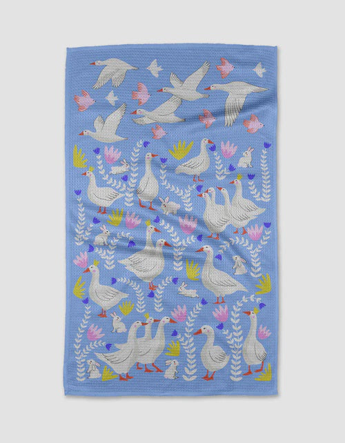 Geese Bunnies Geometry Tea Towel