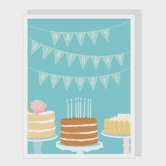 Hooray Three Cakes Birthday Card