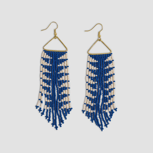 Emilie Arrow Fringe Earrings Lapis