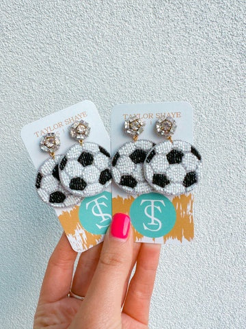 Beaded Soccer Earrings