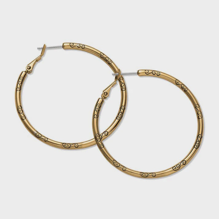 Large Hoop Charm Earrings Gold