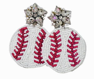 Beaded Baseball Earrings