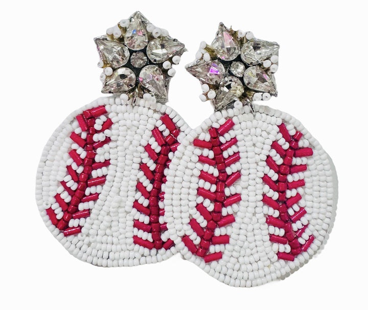 Beaded Baseball Earrings