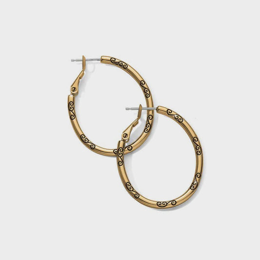 Oval Hoop Charm Earrings Gold