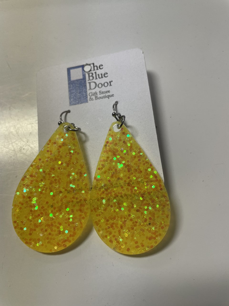 Yellow Gold Glitter Teardrop Earrings