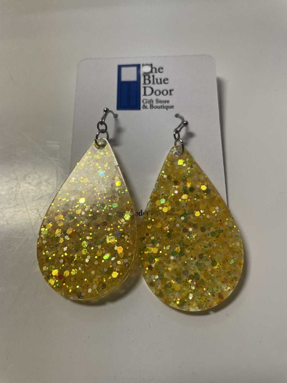 Yellow Confetti Teardrop Earrings