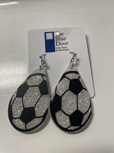 Soccer Glitter Teardrop Earrings