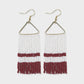 Whitney Stripe Fringe Earrings White+Crimson