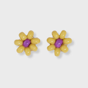 Tina Post Earrings Purple+ Gold